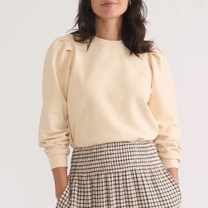 Marine Layer Enya puff sleeve sweatshirt S antique white organic cotton crewneck